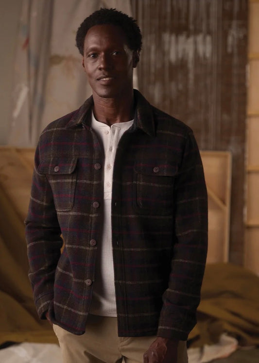 Brightside Flannel Lined Workwear Jacket in Olive Plaid