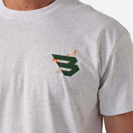 Short Sleeve Tee - Duck Flying B - Green Logo - Oatmeal