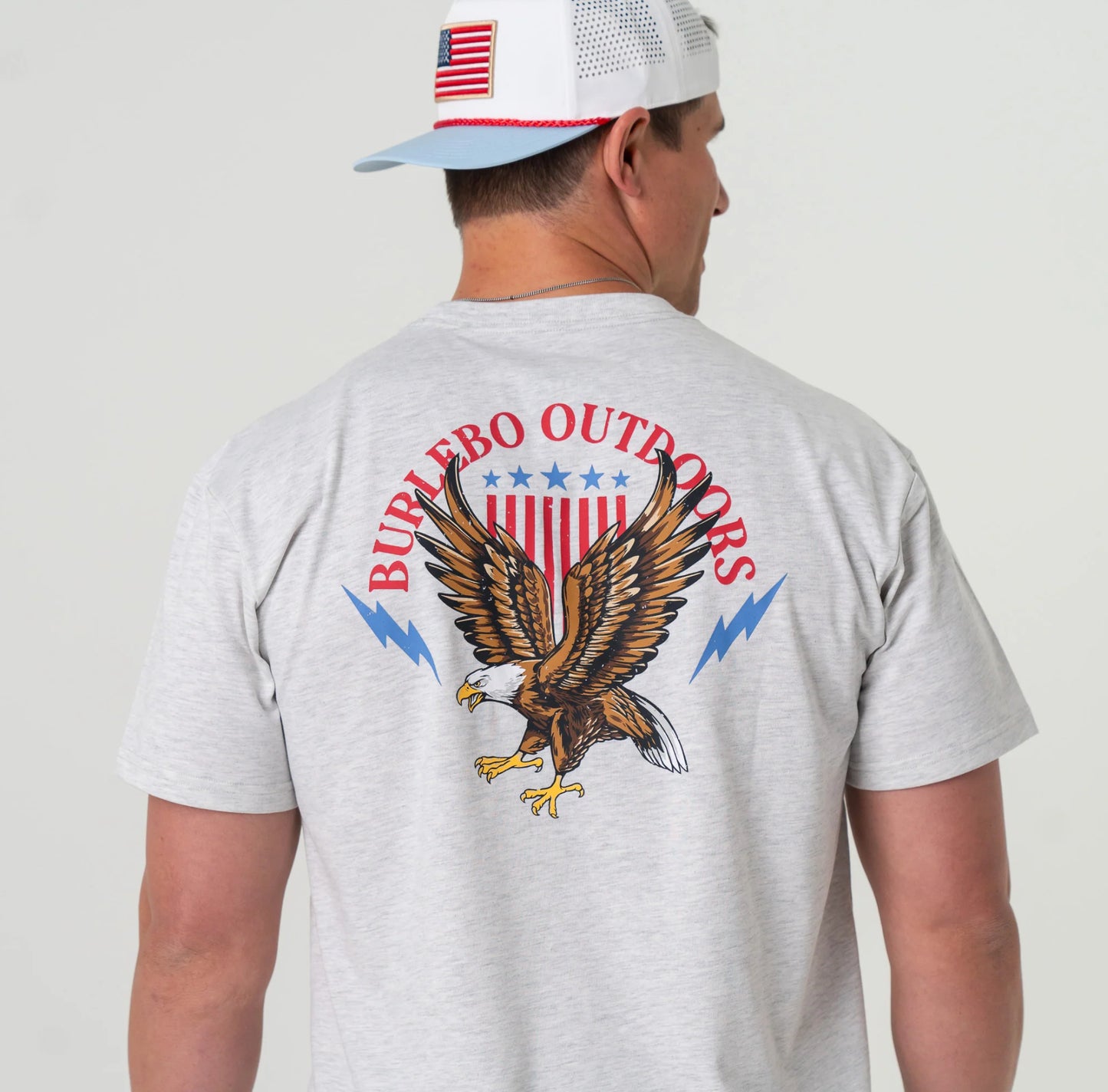Burlebo - Short Sleeve T-Shirt Land of the Free in Heather Ash Grey