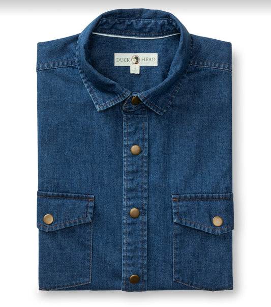 Long Sleeve Denim Snap Shirt-Clyde