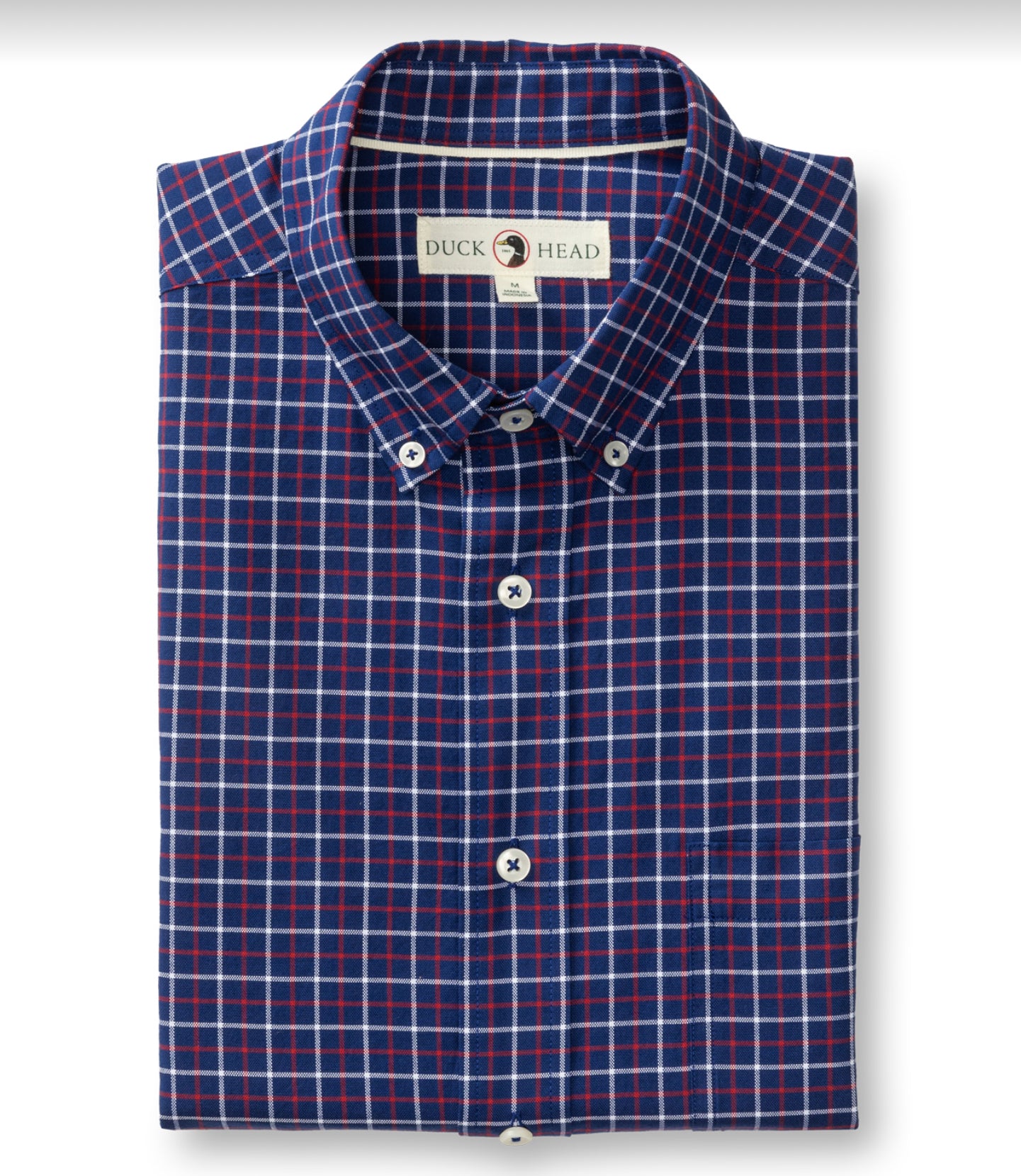 Duck Head - Long Sleeve Cotton Oxford Sport Shirt-Kline Plaid in Beacon Blue