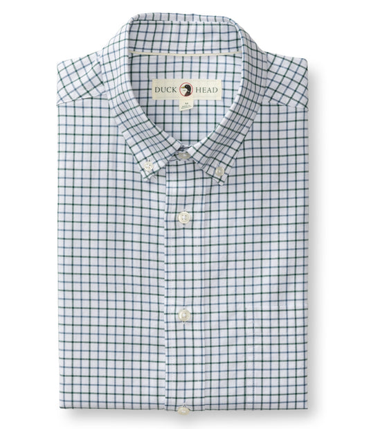 Long Sleeve Cotton Oxford Sport Shirt-Kline Plaid in Forest Green