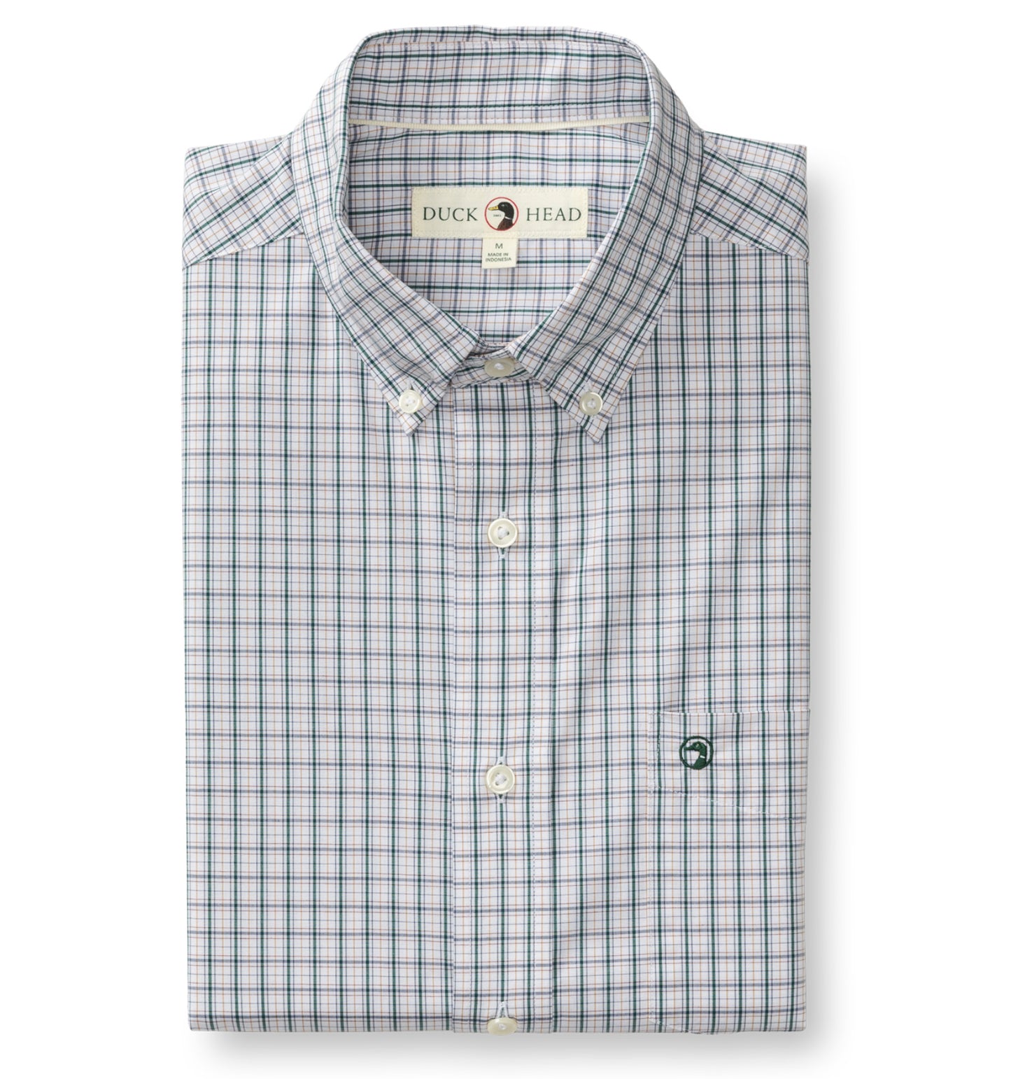 Duck Head - Long Sleeve Performance Poplin Sport Shirt-Edison Plaid in Forest Green