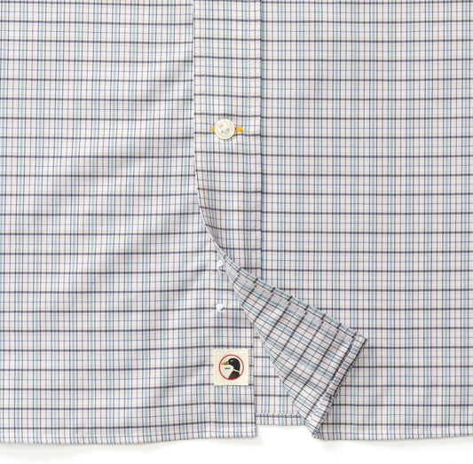 Long Sleeve Performance Poplin Sport Shirt-Edison Plaid in Glacier Blue