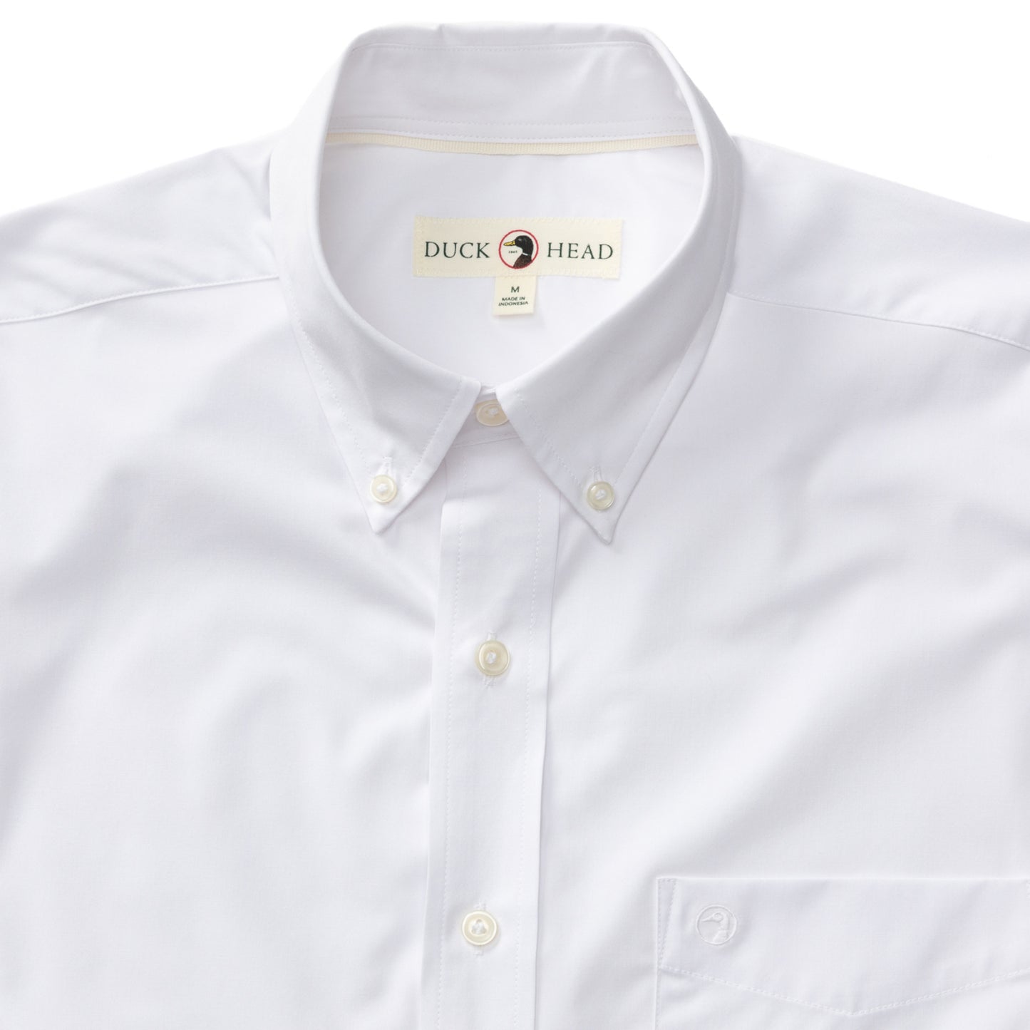 Duck Head - Long Sleeve Performance Poplin Sport Shirt-Boyce Solid in White