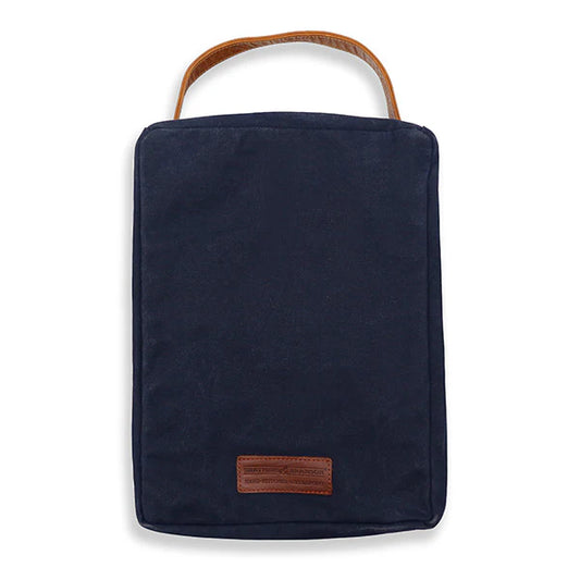 American Flag Shoe Bag in Navy Waxed Canvas