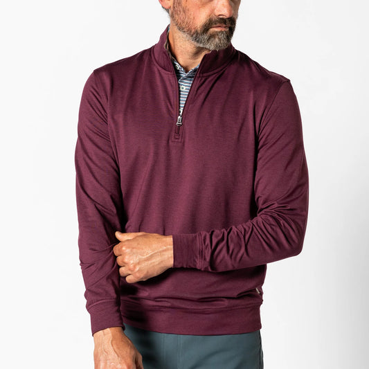Long Drive Performance 1/4 Zip Pullover in Fig Heather