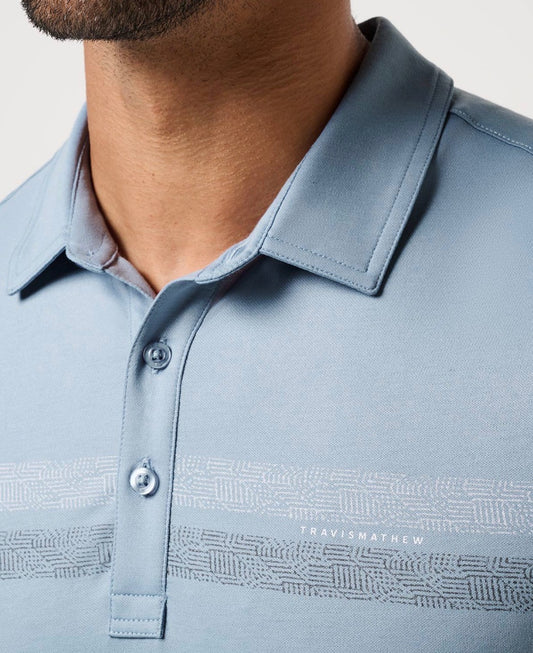 Travis Mathew Featherweight Chest Stripe Polo - Ash Blue