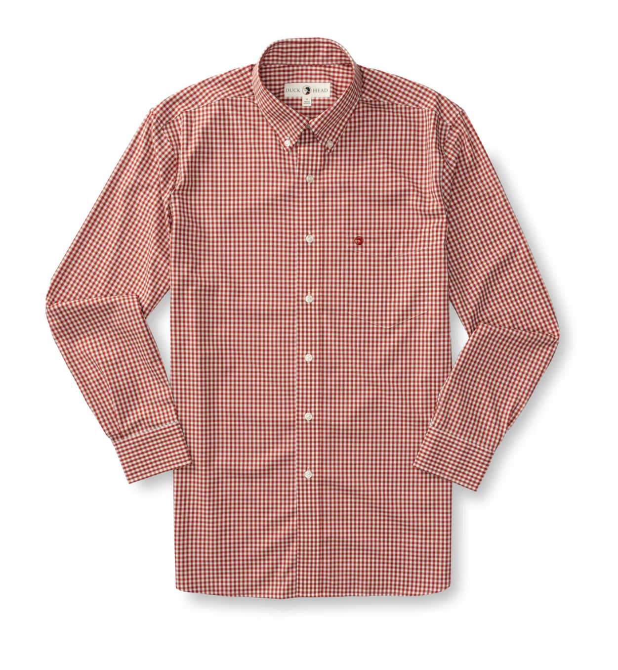 Duck Head - LS Performance Poplin Sport Shirt Walton Gingham in Red Ochre