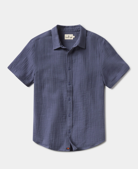 The Normal Brand - Kalo SS Button Up in Vintage Blue