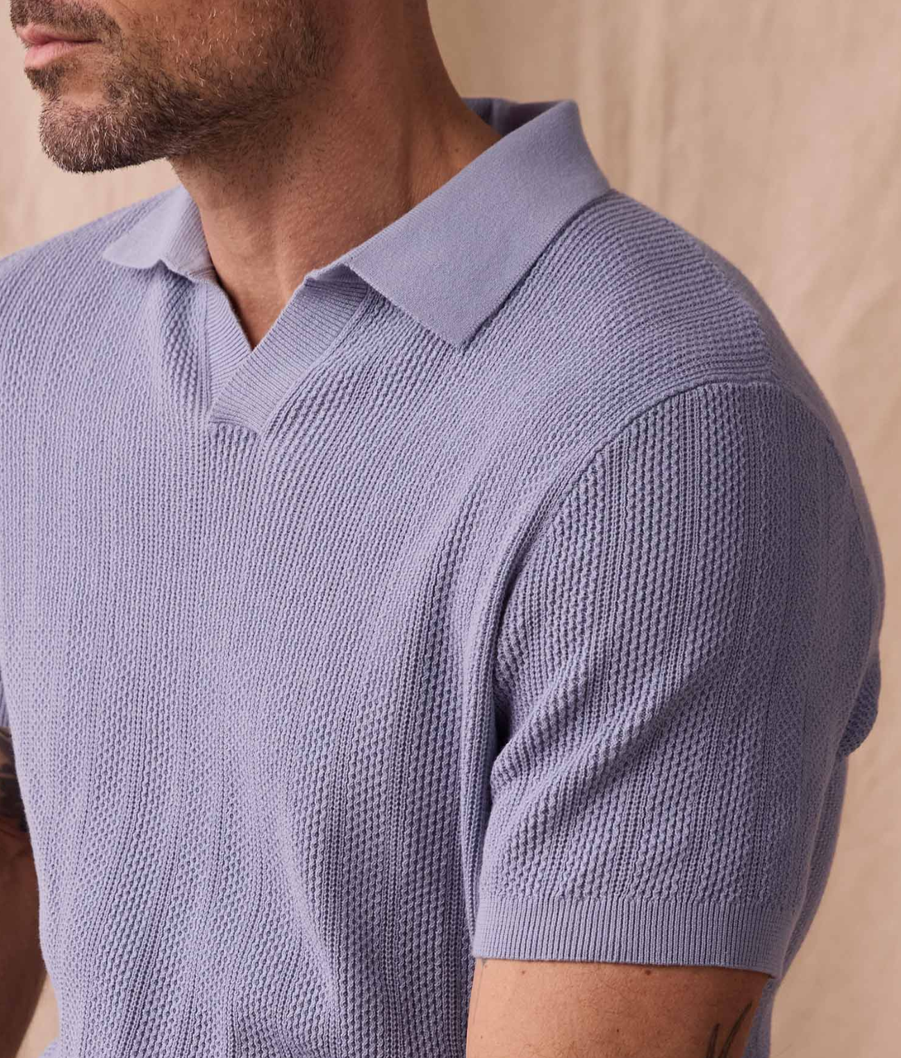 The Normal Brand - Robles Textured Knit Polo in Faded Denim
