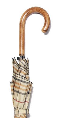Harvy Canes - Tan Tartan Maple Crook Umbrella