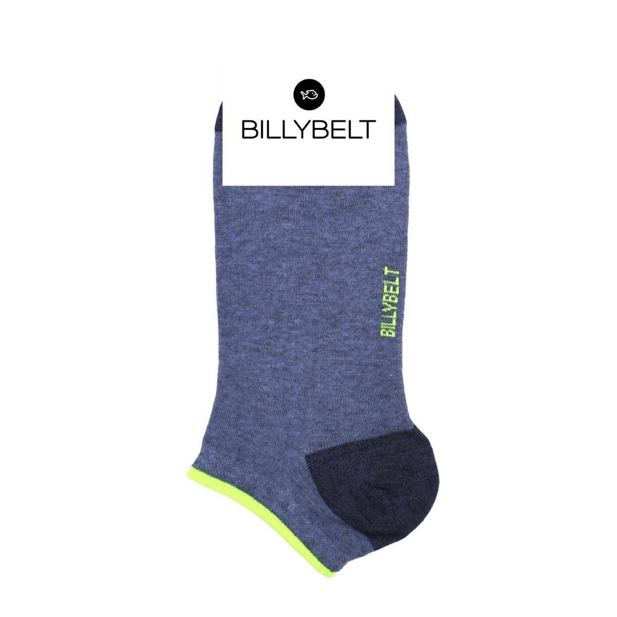 BILLYBELT - Ankle Socks in Combed Cotton Plain - Mottled Blue and Neon