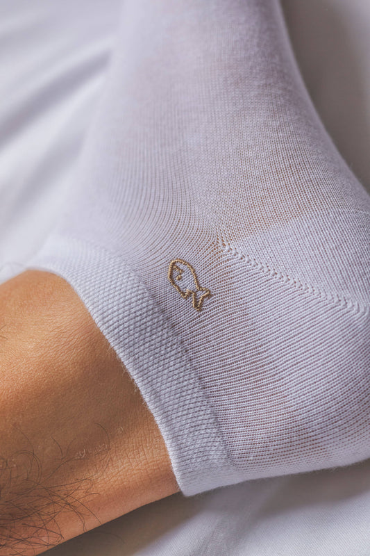BILLYBELT - Plain White Combed Cotton Ankle Socks