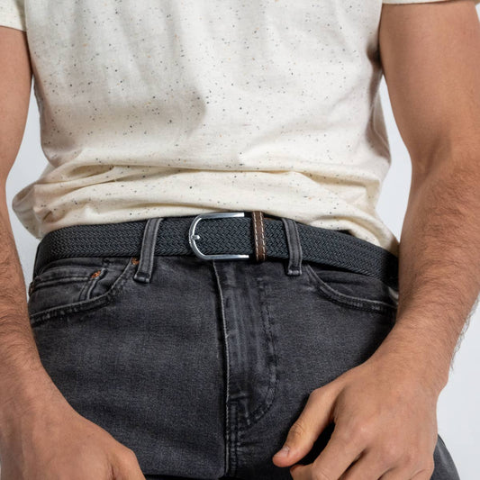 BILLYBELT - Flannel Grey Elastic Braided Belt