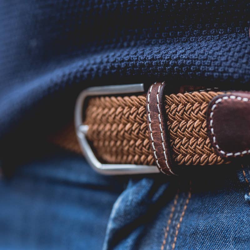 BILLYBELT - Camel Brown Elastic Braided Belt