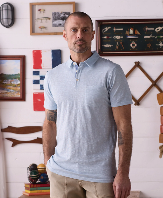 The Normal Brand - Vintage Slub Pocket Polo in Sky Blue