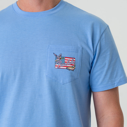 Burlebo - Short Sleeve Patch Flag Periwinkle Blue