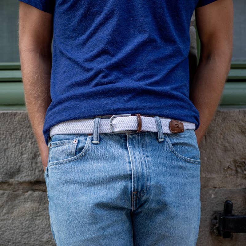 BILLYBELT - Coconut White Elastic Braided Belt