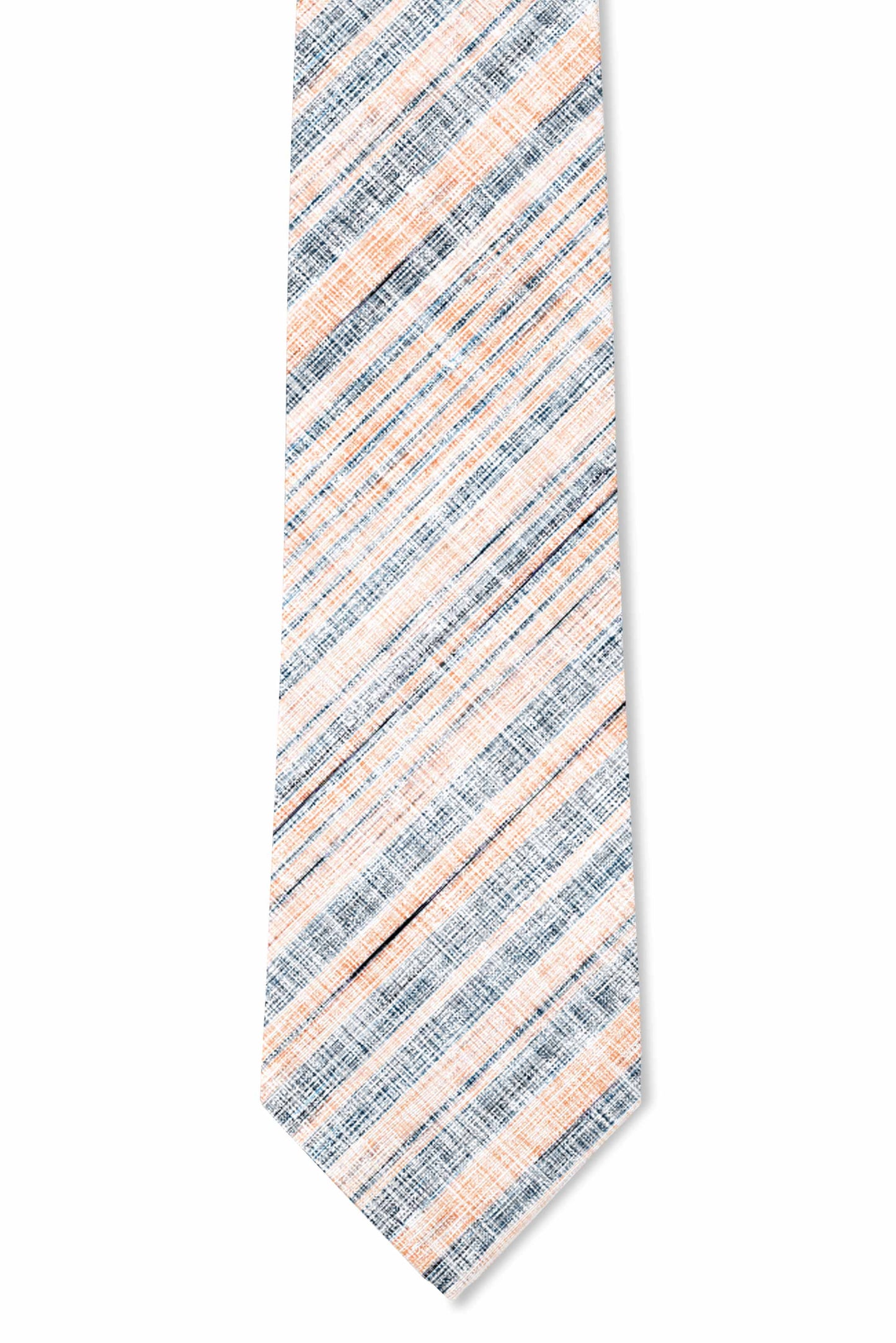 Tough Apparel - Sea Breeze - Orange White Texture Stripe Tie: 3.25" Standard Tie
