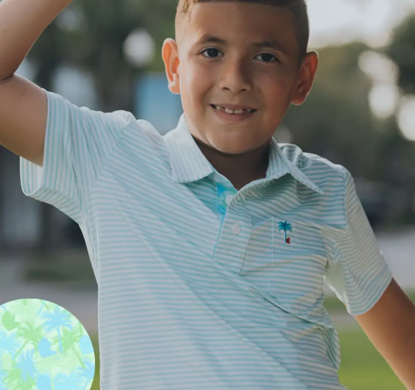 Bear and Palm - Youth Palm Golf Polo