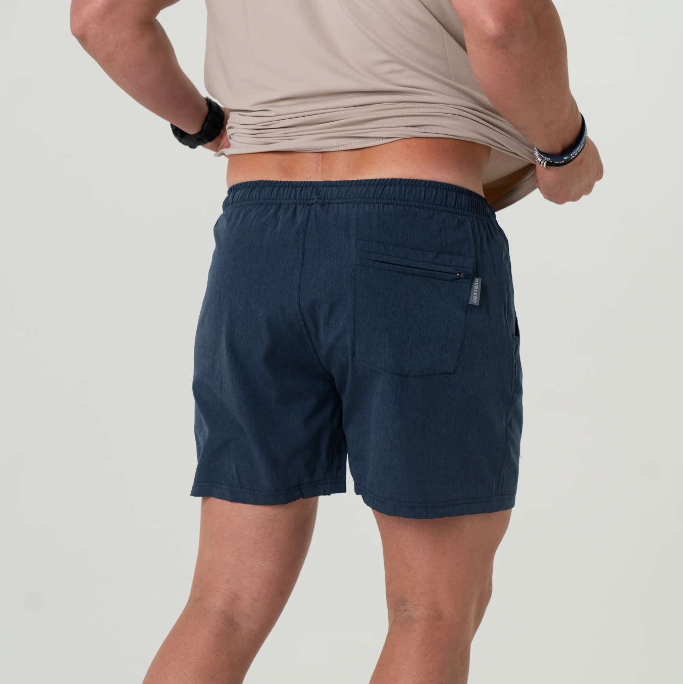 Burlebo - 7" Athletic Short Heather Navy American Flag Liner