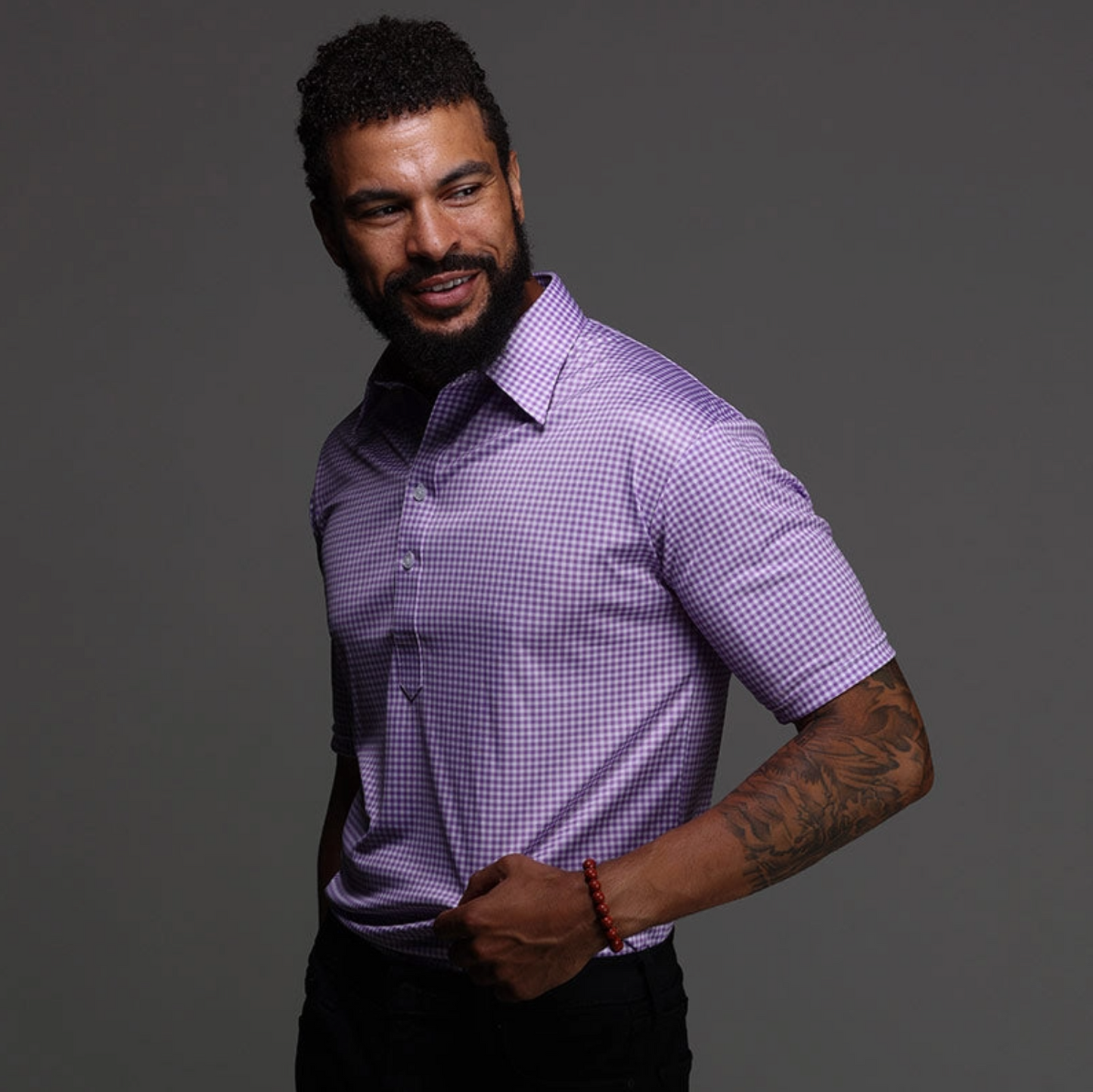 Collars & Co. - Lavender Gingham Dress Collar Polo