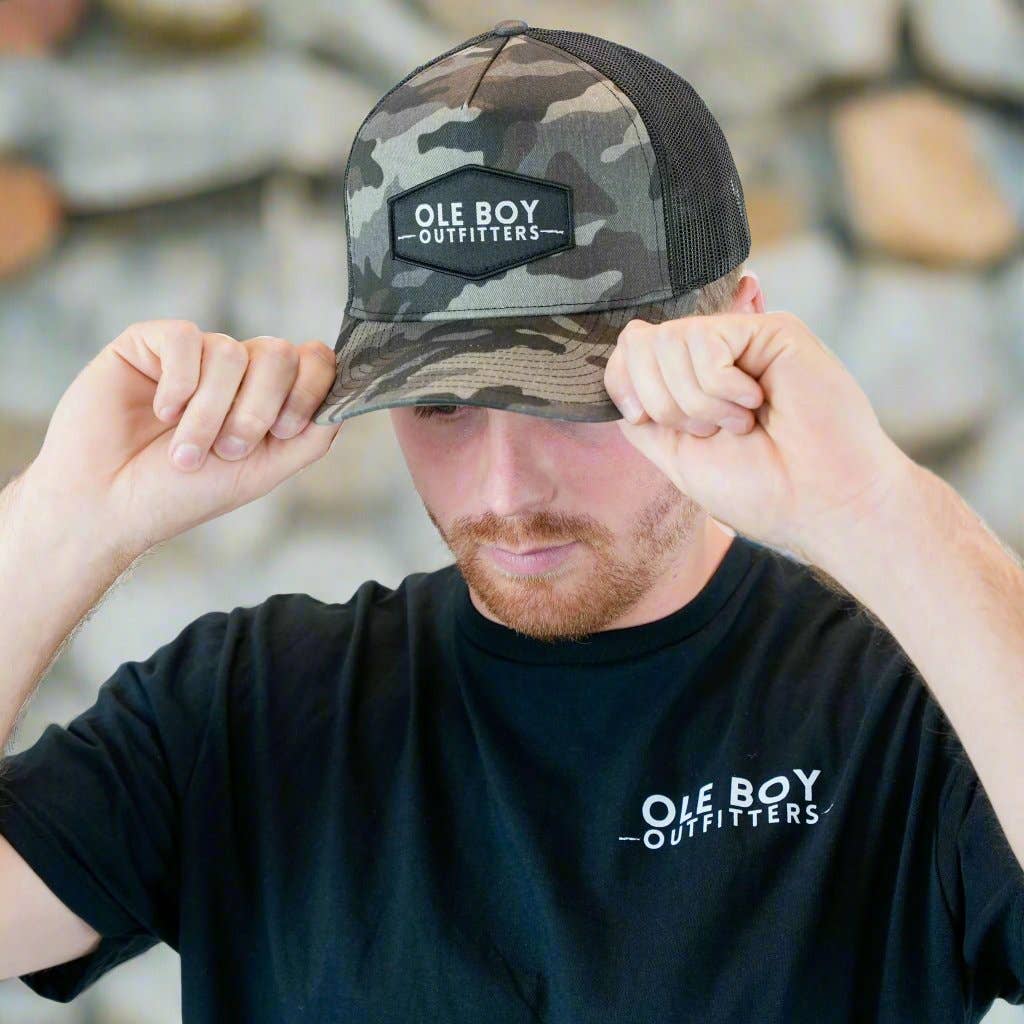 Ole Boy Outfitters - OLE BOY Black Camo Classic Logo Patch Hat
