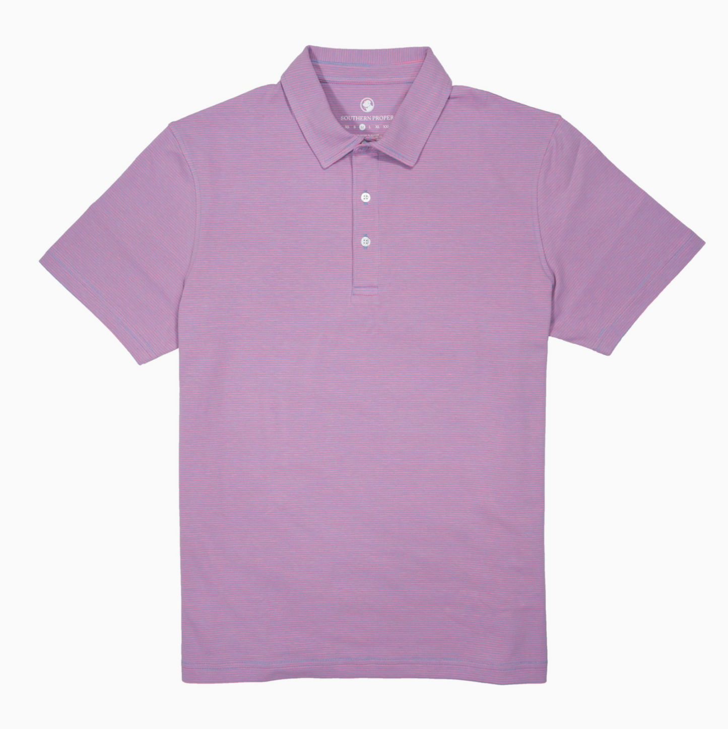 Southern Proper - Tensaw Stripe Polo in Coastal Blue/Pink