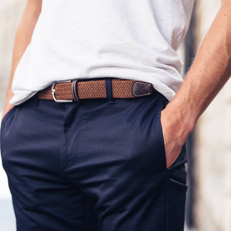 BILLYBELT - Camel Brown Elastic Braided Belt