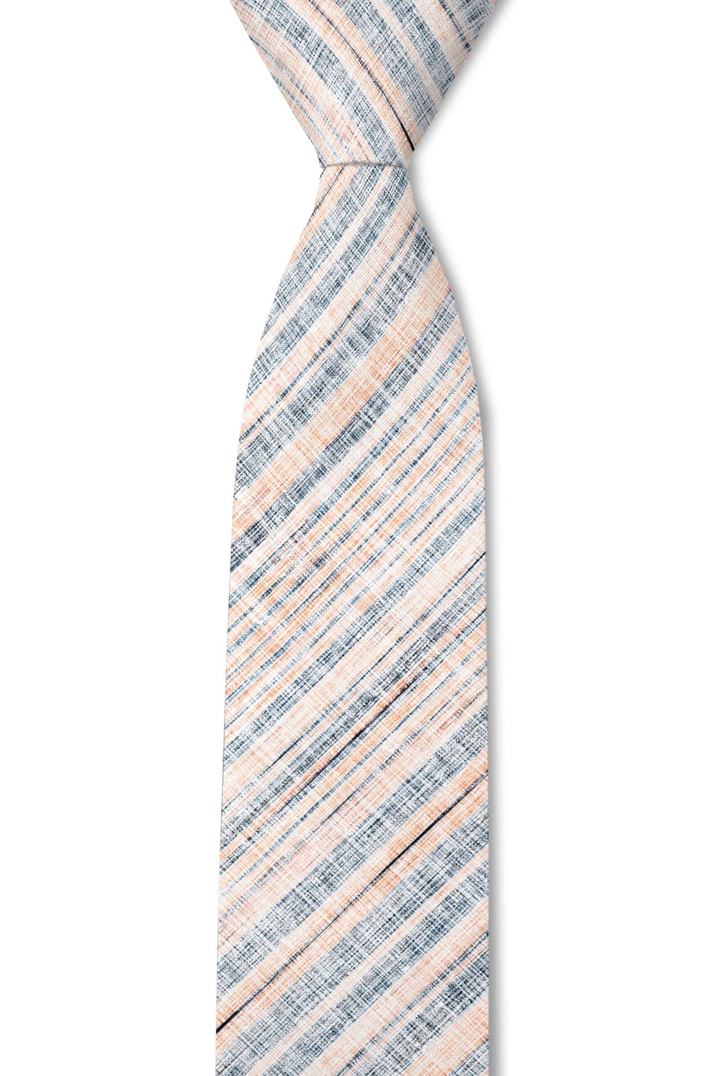 Tough Apparel - Sea Breeze - Orange White Texture Stripe Tie: 3.25" Standard Tie