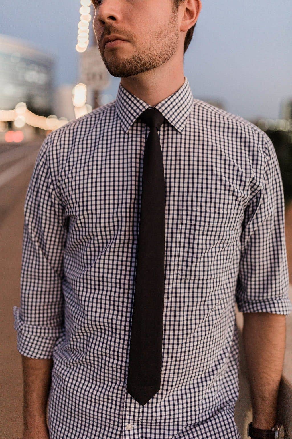 Tough Apparel - Mariana - Solid Black Tie: 2.5" Slim/Skinny Tie