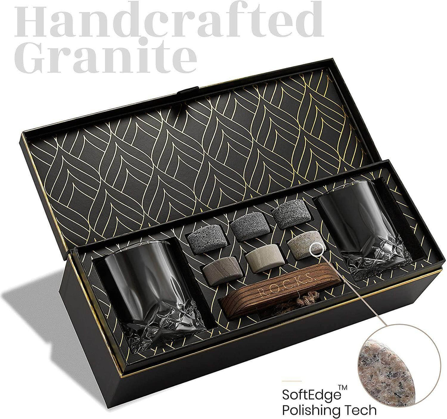 ROCKS Whiskey Chilling Stones - The Connoisseur's Set - Signature Whiskey Glass Edition