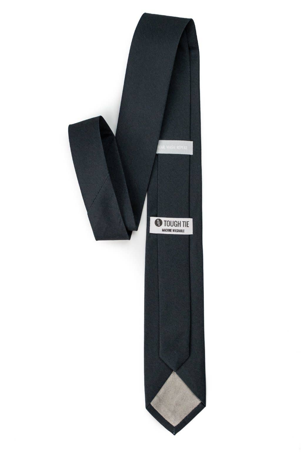 Tough Apparel - Mariana - Solid Black Tie: 2.5" Slim/Skinny Tie