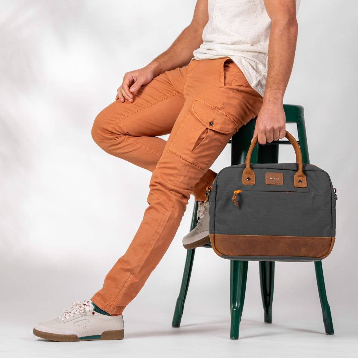 BILLYBELT - Khaki and Orange laptop bag