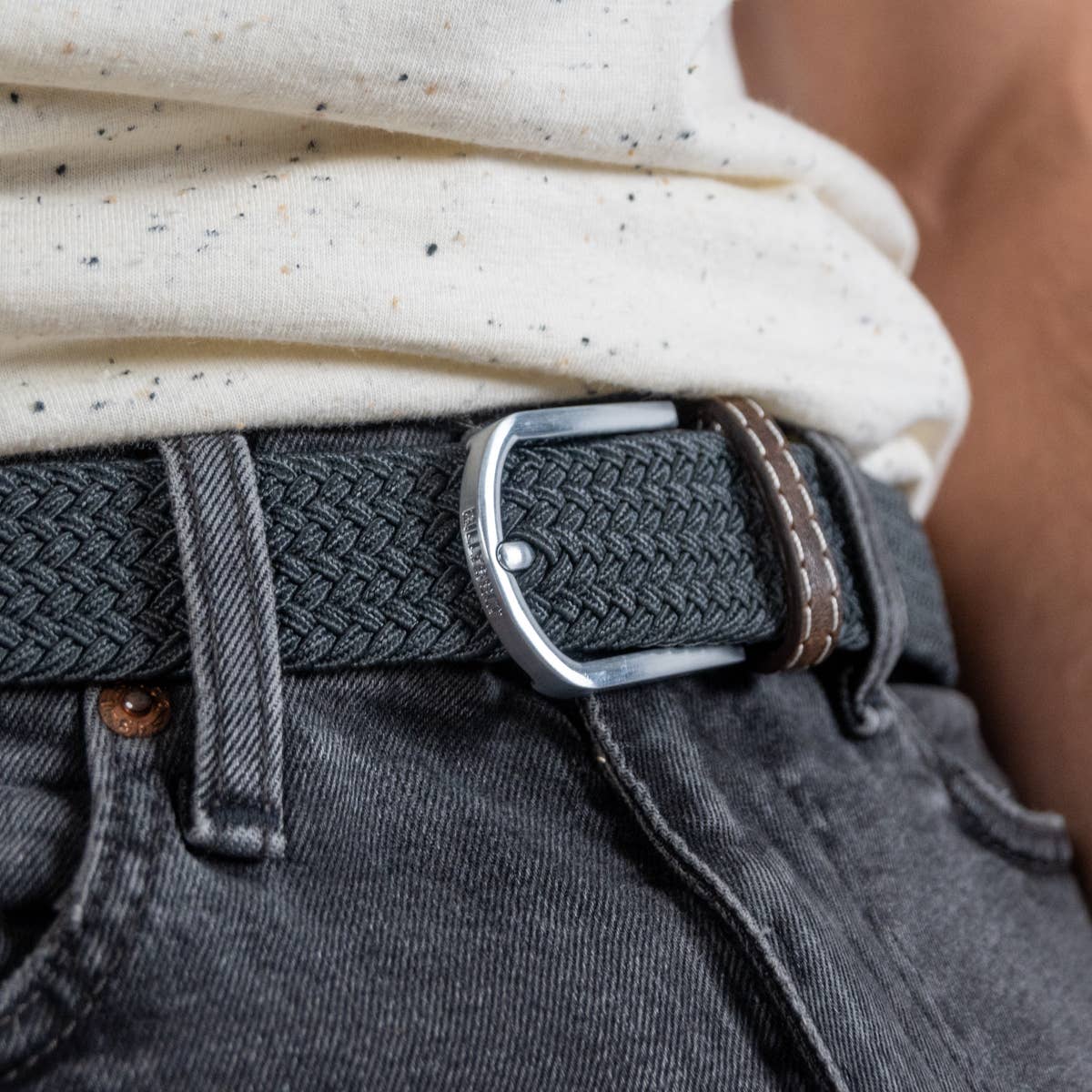 BILLYBELT - Flannel Grey Elastic Braided Belt