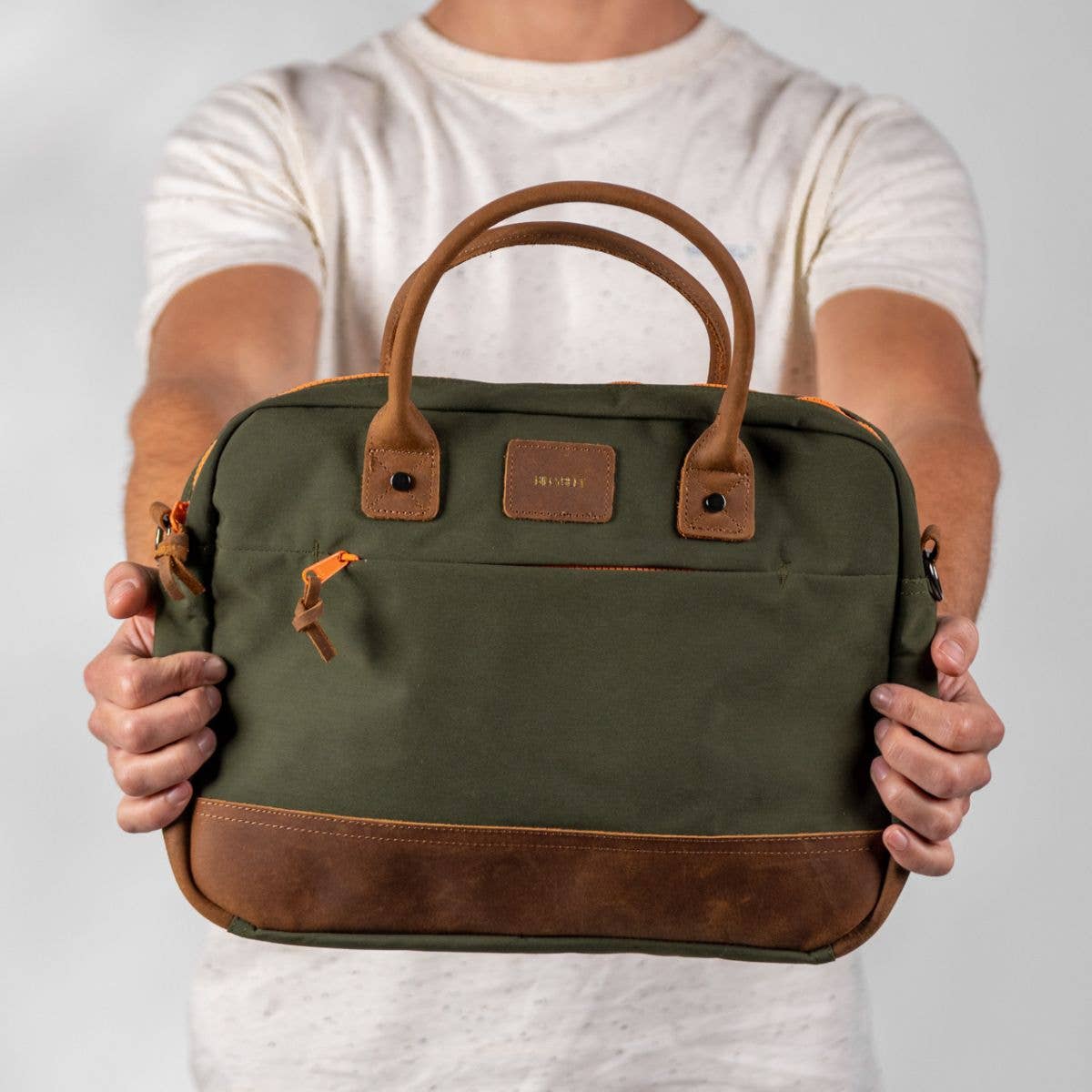 BILLYBELT - Khaki and Orange laptop bag
