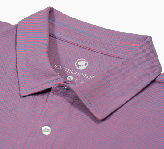 Southern Proper - Tensaw Stripe Polo in Coastal Blue/Pink