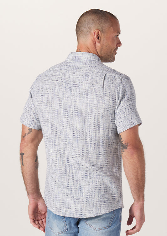 Freshwater Short Sleeve Button Up Shirt in Blue Multi