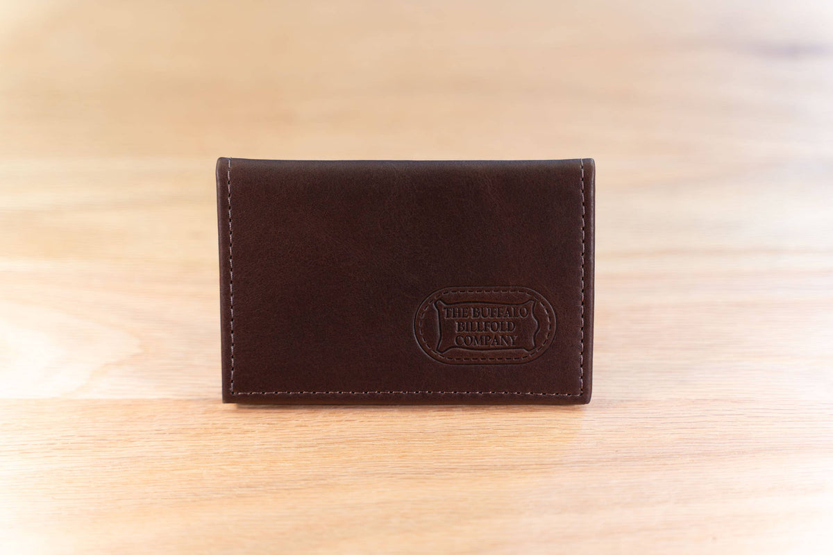 Bison Bifold Leather Card Holder - ID Window - Made in USA