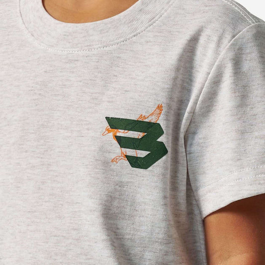 Youth Short Sleeve Tee - Duck Flying B - Green Logo - Oatmeal