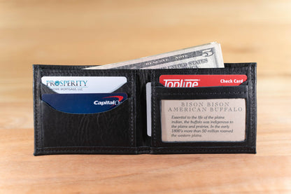 Mens Leather Bifold Wallet - ID Window - Made in USA