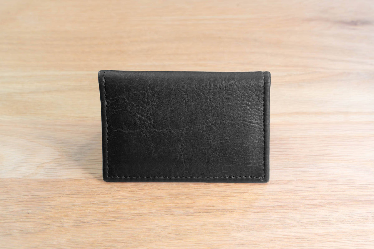 Bison Bifold Leather Card Holder - ID Window - Made in USA