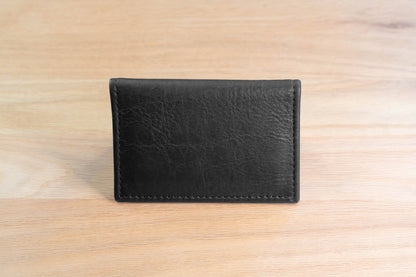 Bison Bifold Leather Card Holder - ID Window - Made in USA