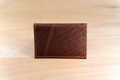 Bison Bifold Leather Card Holder - ID Window - Made in USA