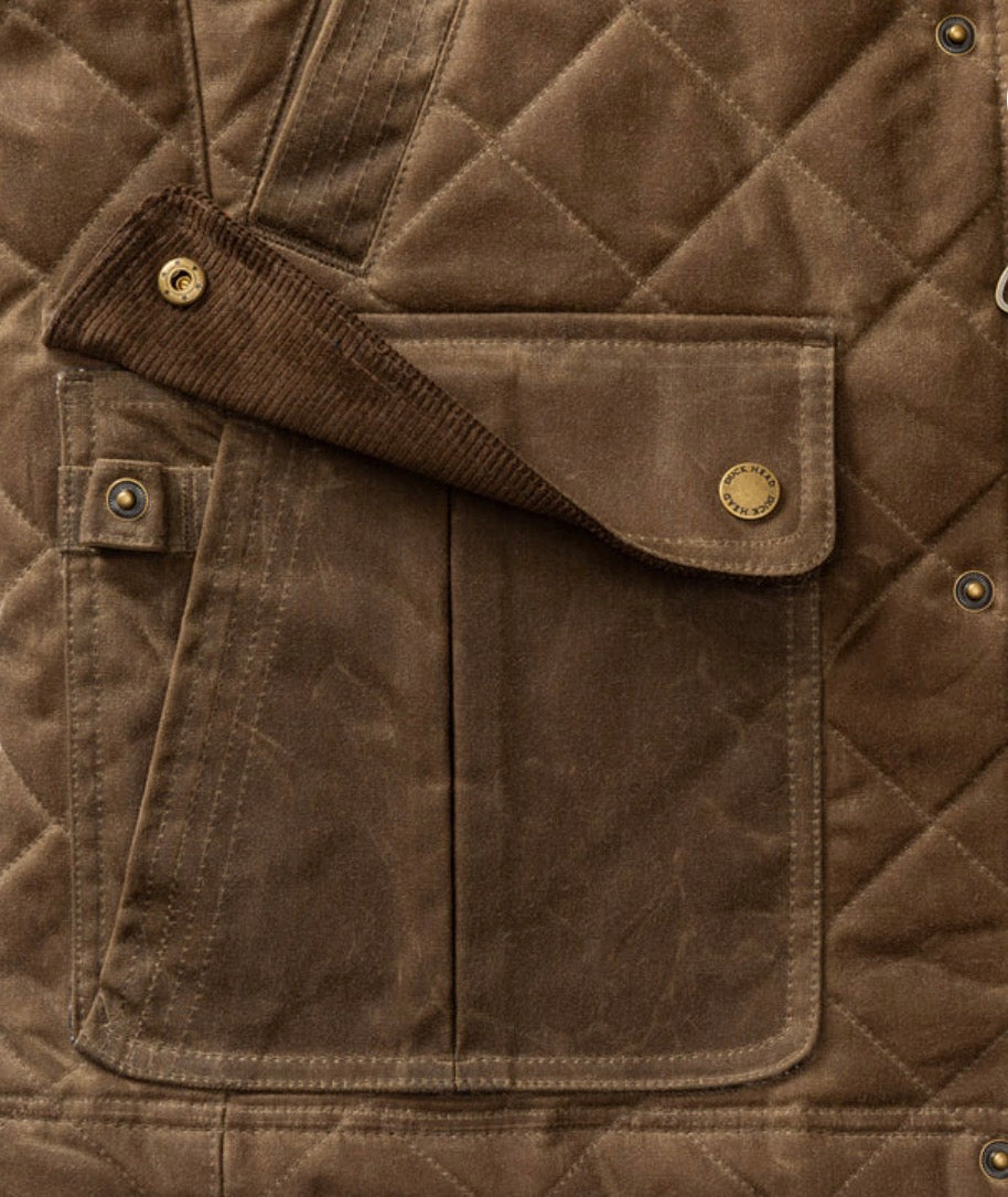 Waxed Duck Canvas Quilted Vest - Dark Oak