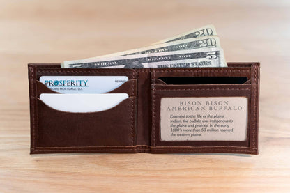 Mens Leather Bifold Wallet - ID Window - Made in USA