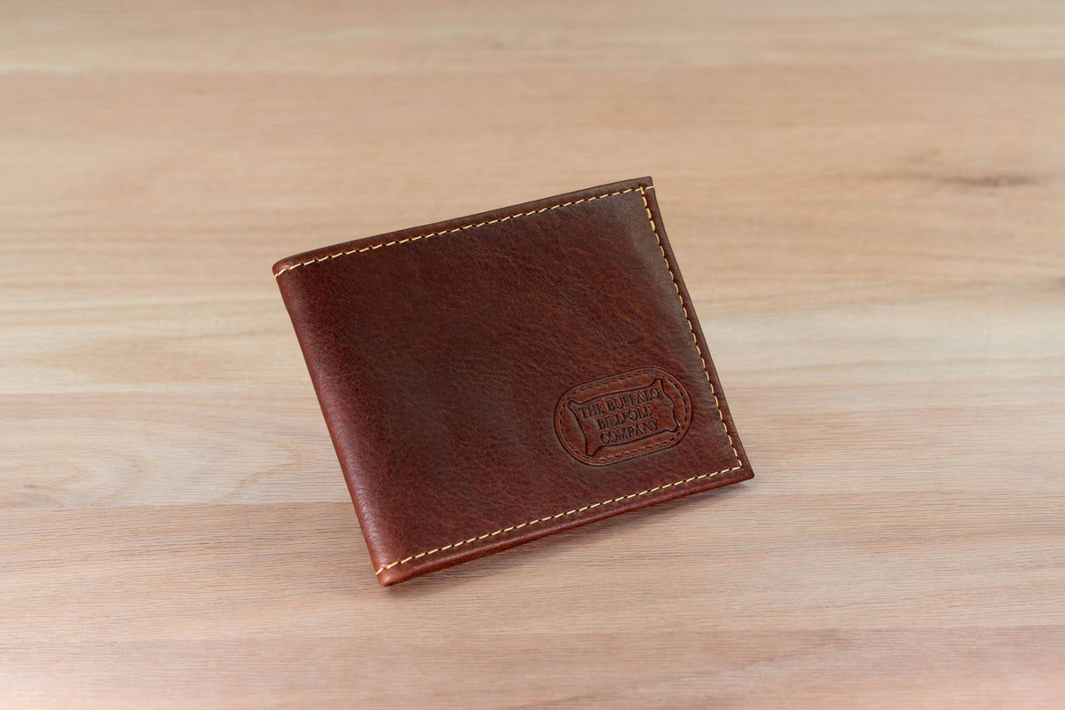 Mens Leather Bifold Wallet - ID Window - Made in USA