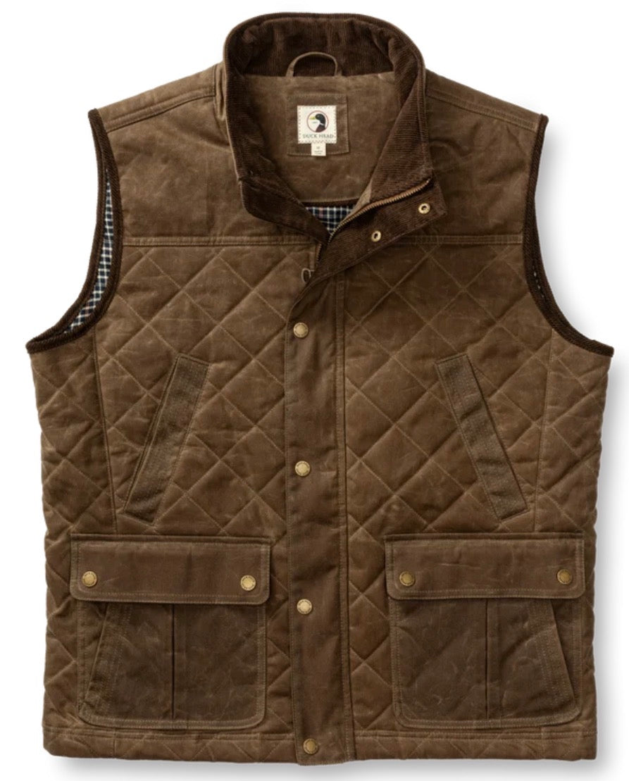 Waxed Duck Canvas Quilted Vest - Dark Oak
