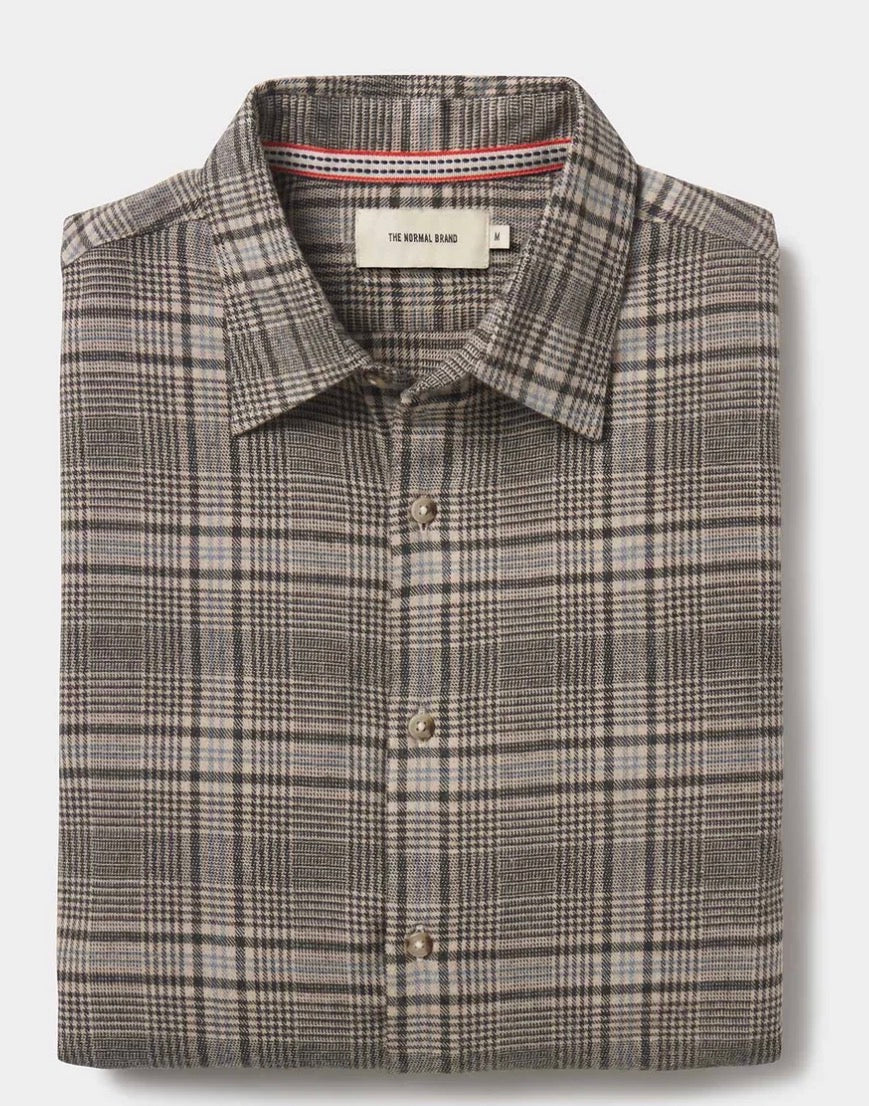 Owen Lightweight Button Up in Slate Blue Plaid